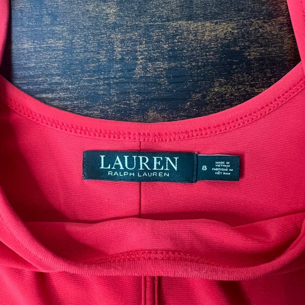 Lauren Ralph Lauren Red Ponte Fit and Flare Dress Women's 8 Stretch Sleeveless - Picture 7 of 10